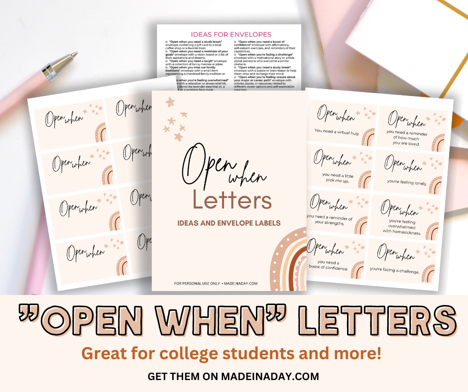 Open When Letters Printable Kit | Made In A Day