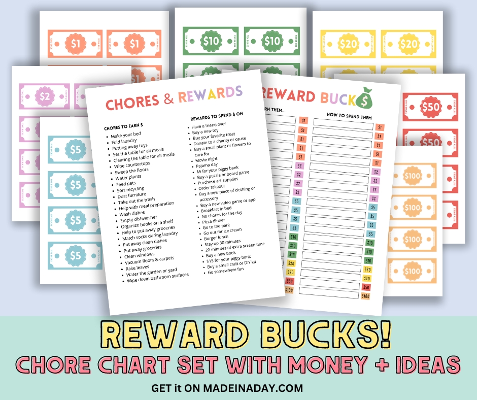Chore Chart With Money Rewards Bucks! | Made In A Day