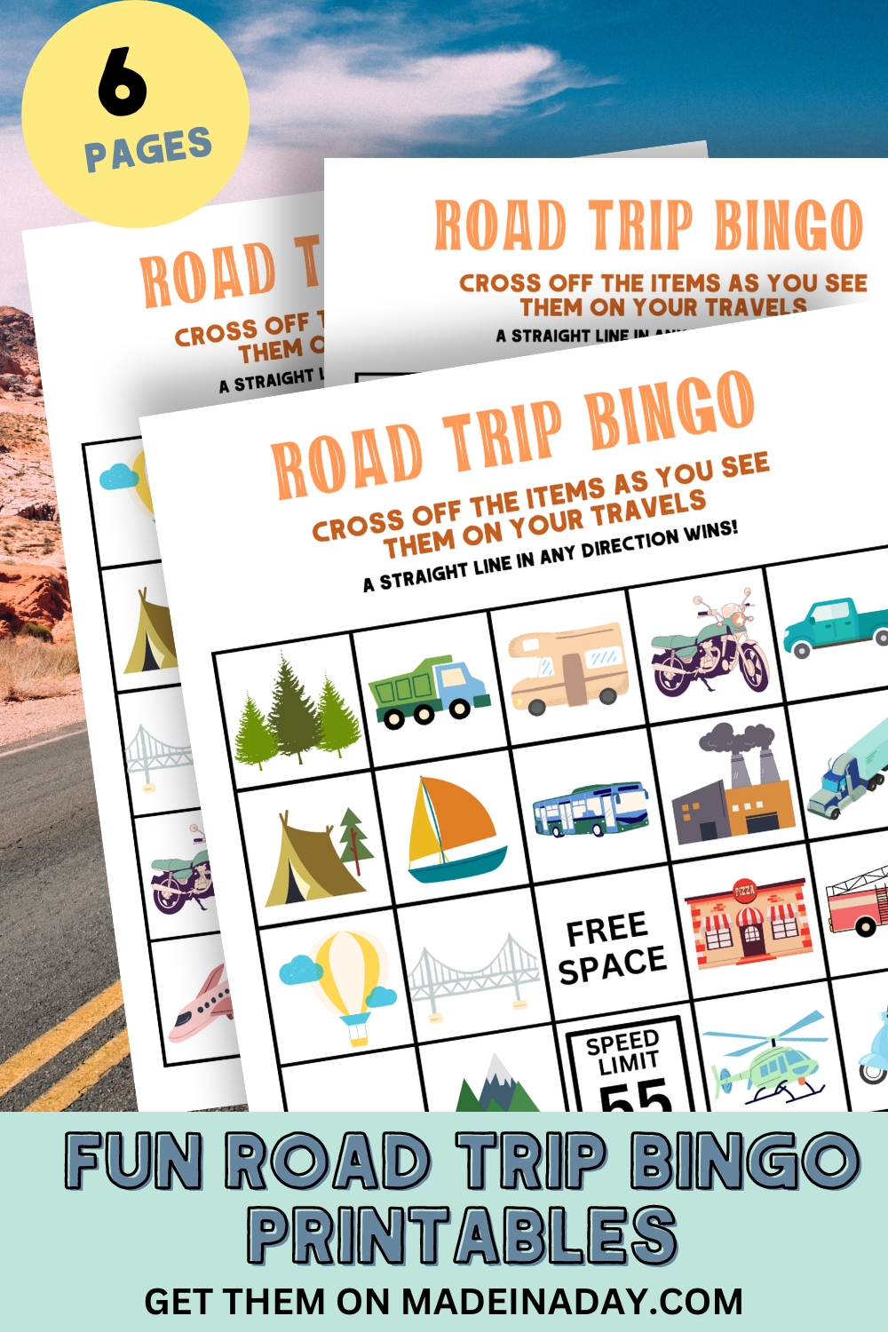 Road Trip Bingo Printable Game Set Made In A Day
