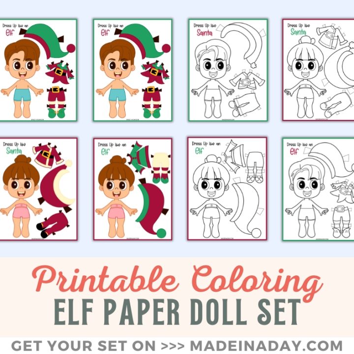 Image for Christmas Elf Printable Paper Doll Set