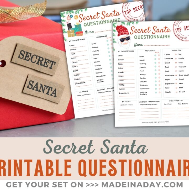 Image for Secret Santa Questionnaire Printable List