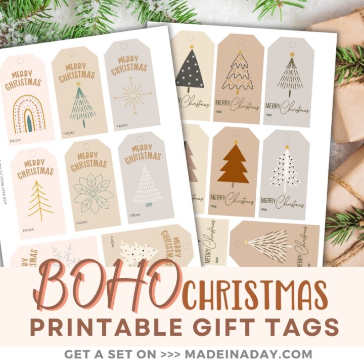 Image for Boho Christmas Free Printable Gift Tags