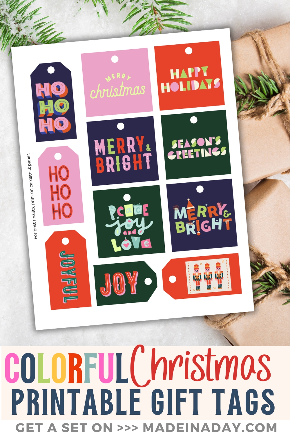 Colorful Christmas Printable Gift Tags Made In A Day