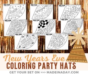 2025 Printable New Years Party Hats
