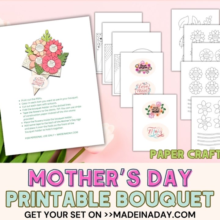 Image for Printable Mothers Day Bouquet Craft