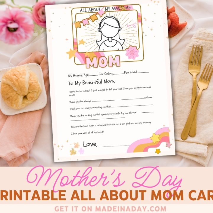 Image for All About Mom Mothers Day Printable