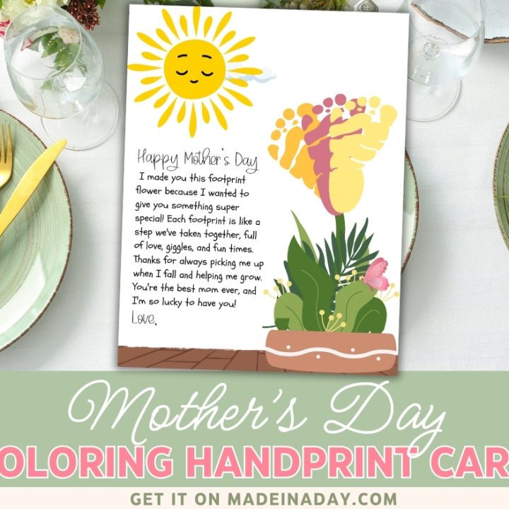 Image for Printable Mothers Day Boho Footprint Card