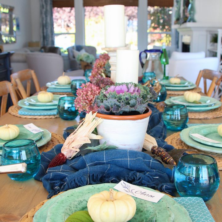 Image for Cozy Plaid Fall & Thanksgiving Tablescape {with Printable Place Cards}