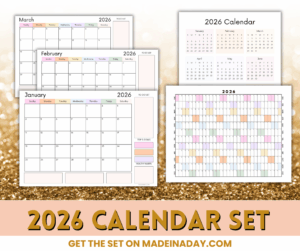 2026 Monthly Yearly Planner Calendar Set