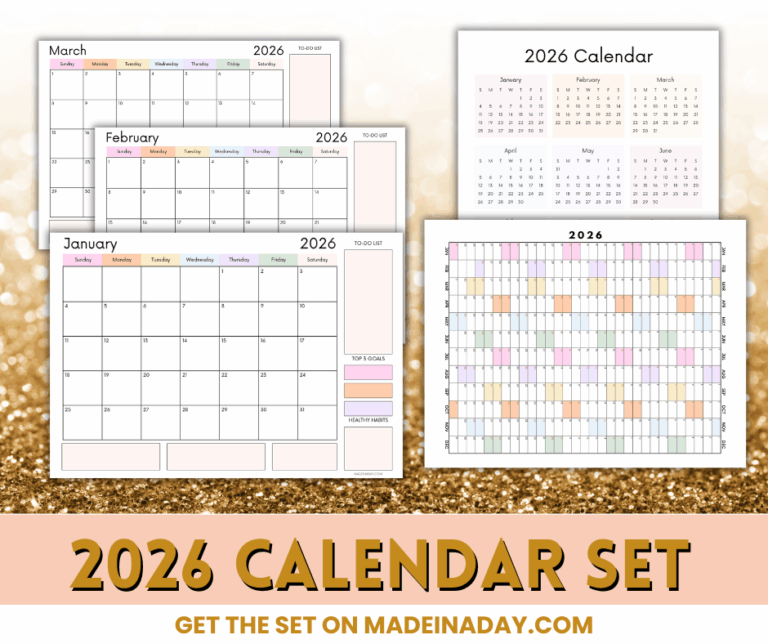 2026 Monthly Yearly Planner Calendar Set