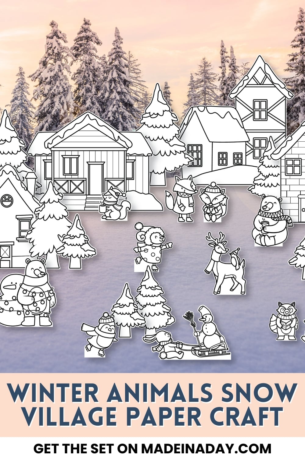Winter Animals Snow Village Paper Craft