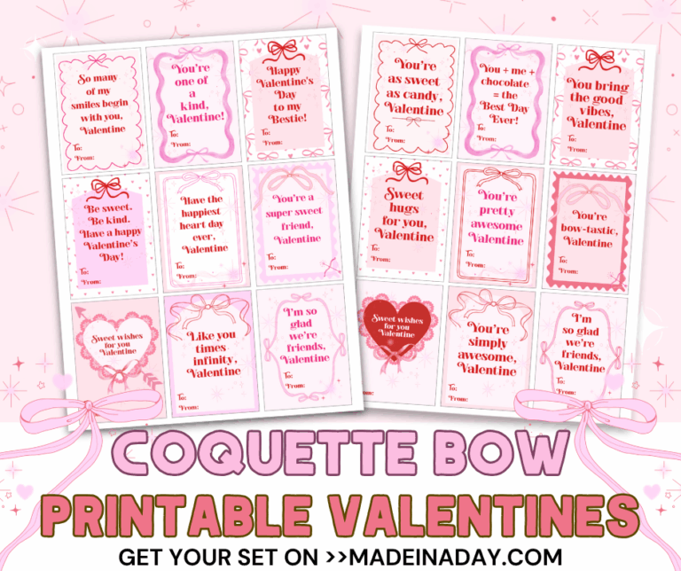 Trendy Coquette Bow Valentine Cards