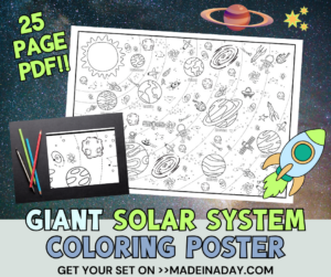 Giant Solar System Coloring Poster