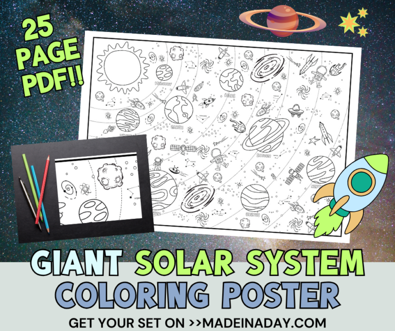 Giant Solar System Coloring Poster
