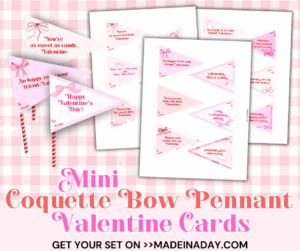 Coquette Bow Pennant Valentine Cards