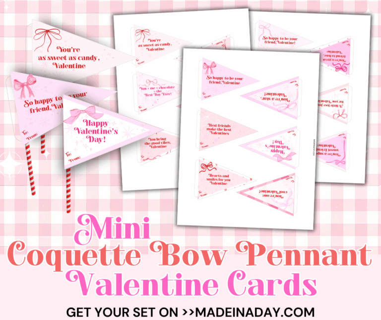 Coquette Bow Pennant Valentine Cards