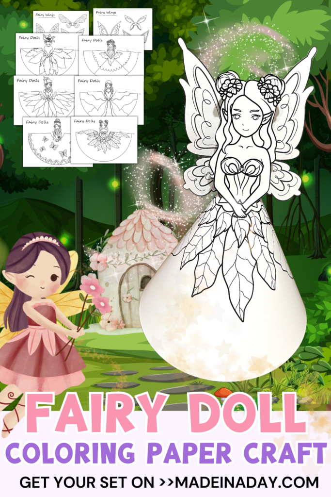 Fairy Doll Coloring Pages for Kids Set