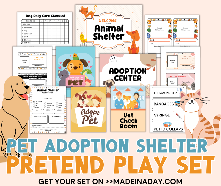 Pet Adoption Shelter Pretend Play Set