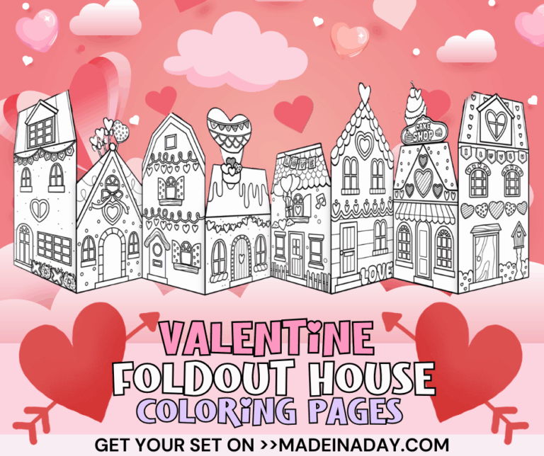 Valentine Foldout House Coloring Pages