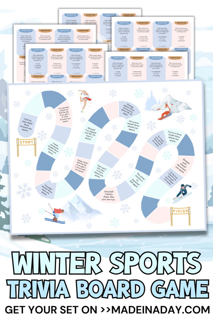 Winter Sports Trivia Board Game Set