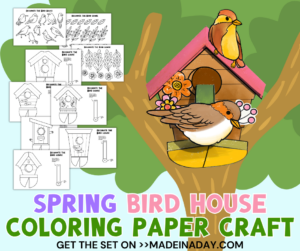 Spring Bird Houses Paper Craft Set