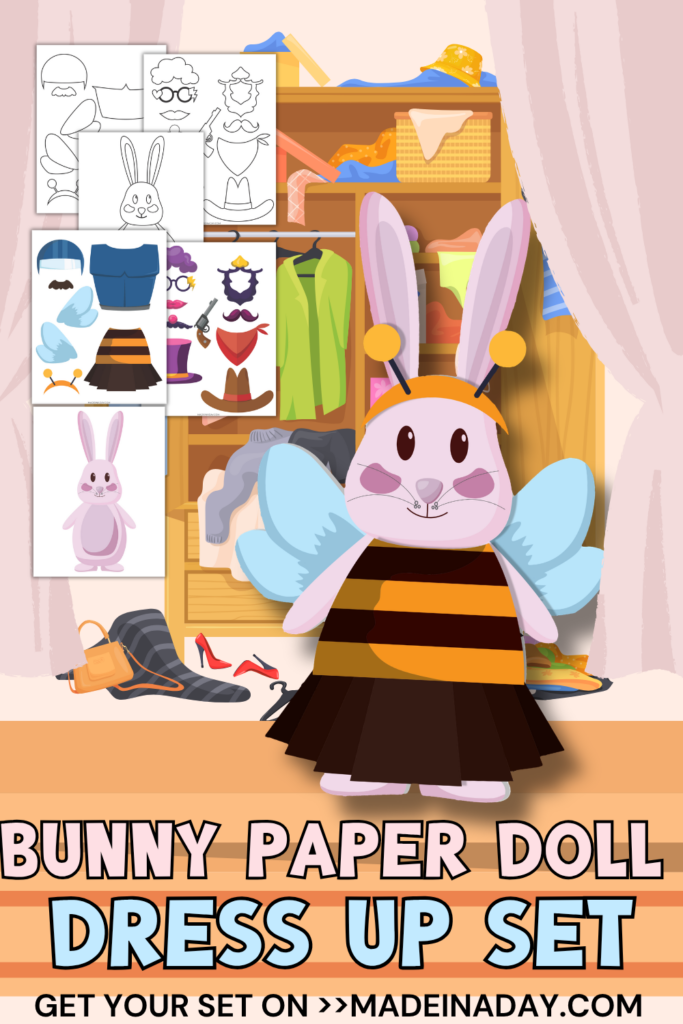Bunny Paper Doll Dress Up Set for Easter