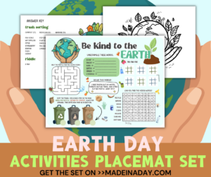 Earth Day Activities Placemat Set