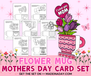 Flower Mug Mothers Day Cards Set