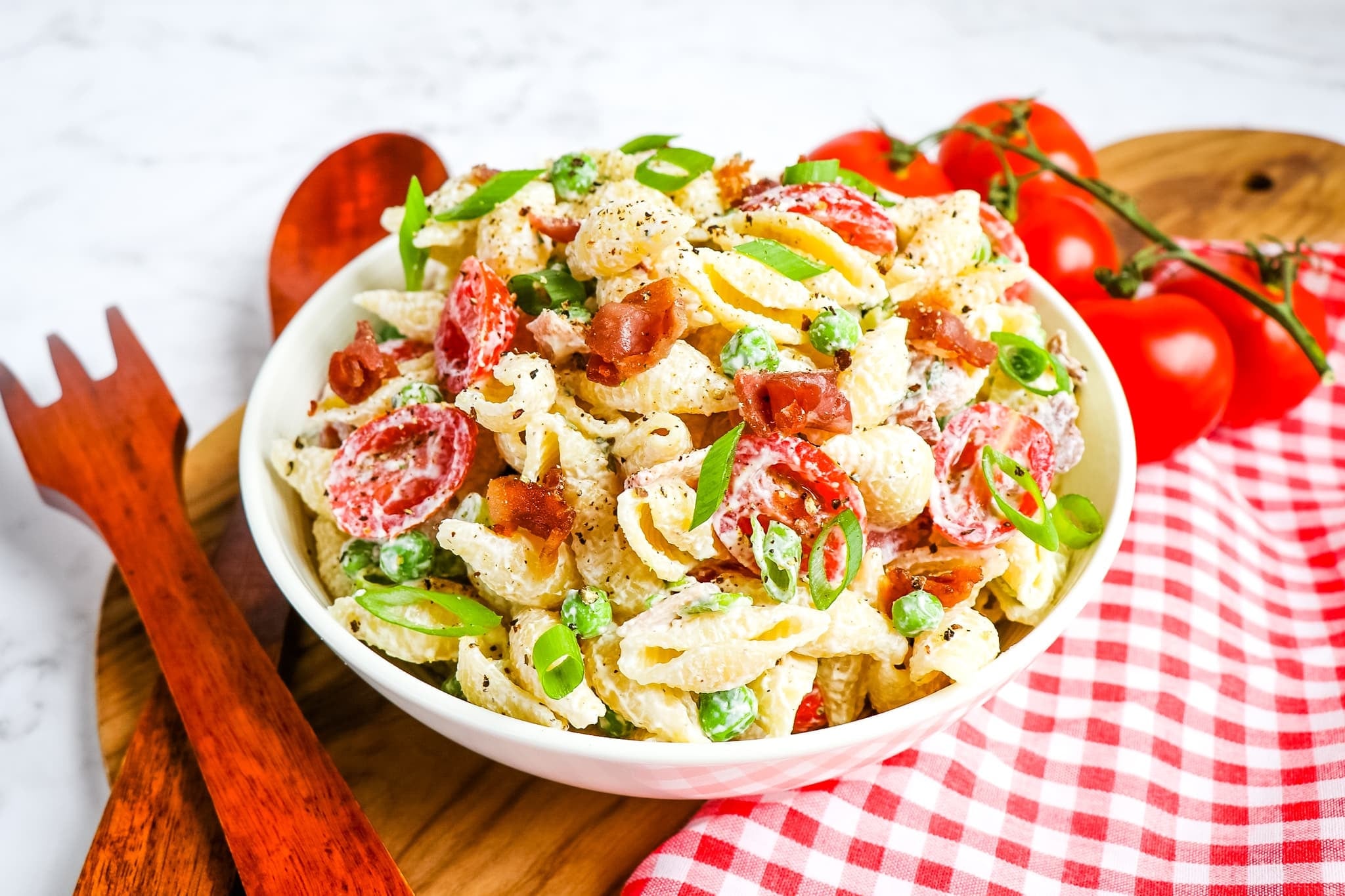 Image for Creamy Bacon Ranch Pasta Salad with Peas