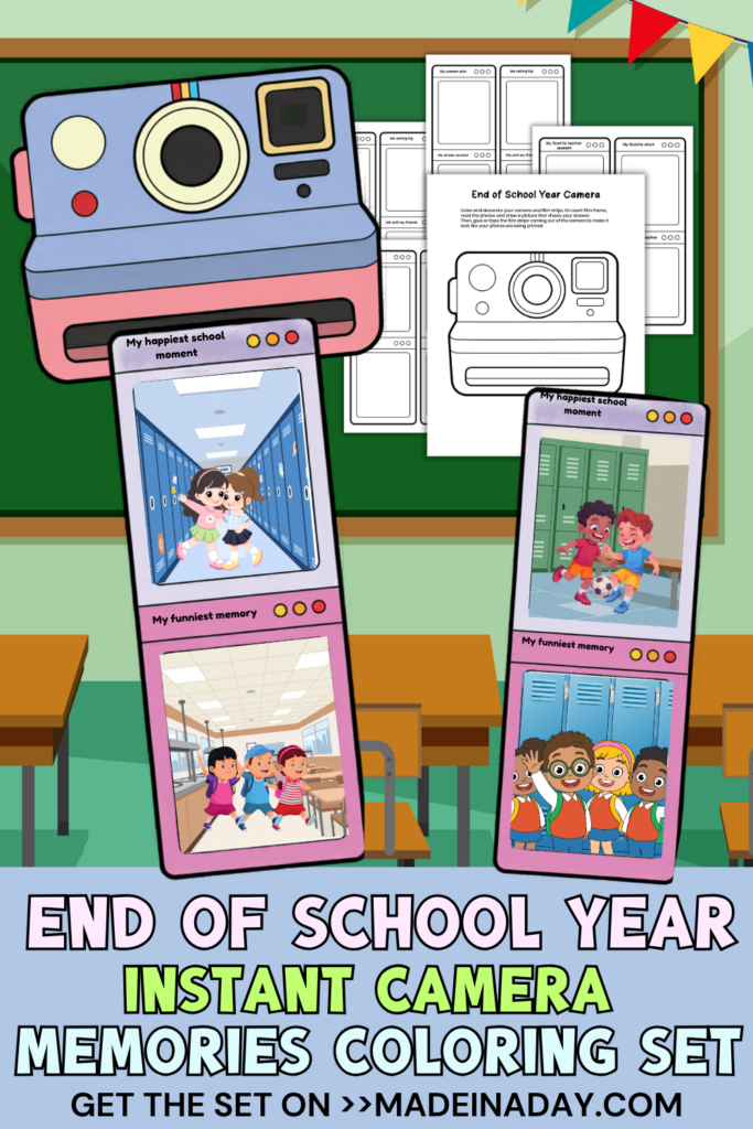 End of School Year Instant Camera Coloring Set