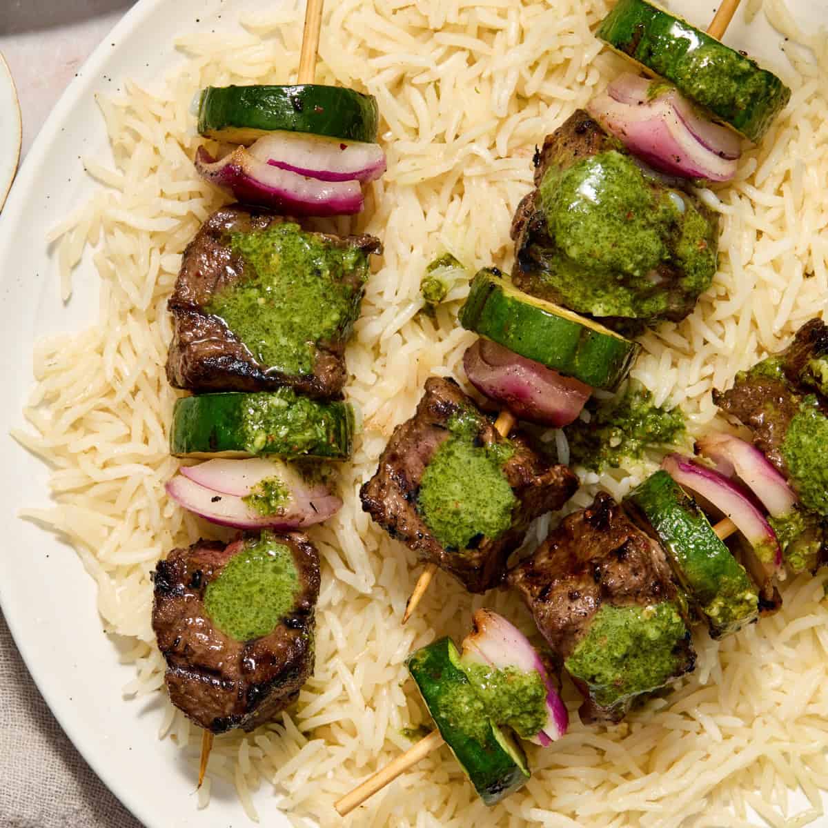 Image for Grilled Steak Kabobs with Cilantro Chimichurri