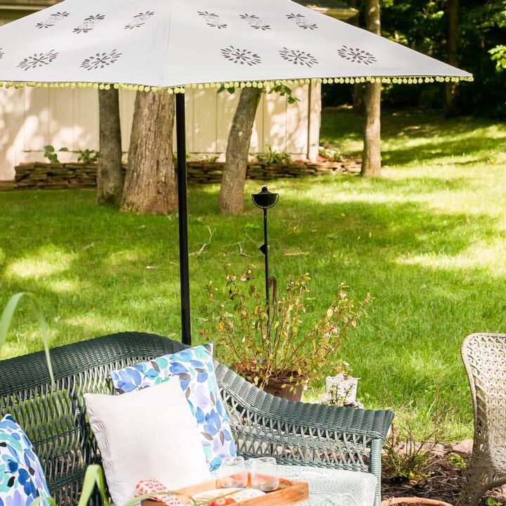 Image for How to Paint Outdoor Fabric to Makeover an Old Umbrella