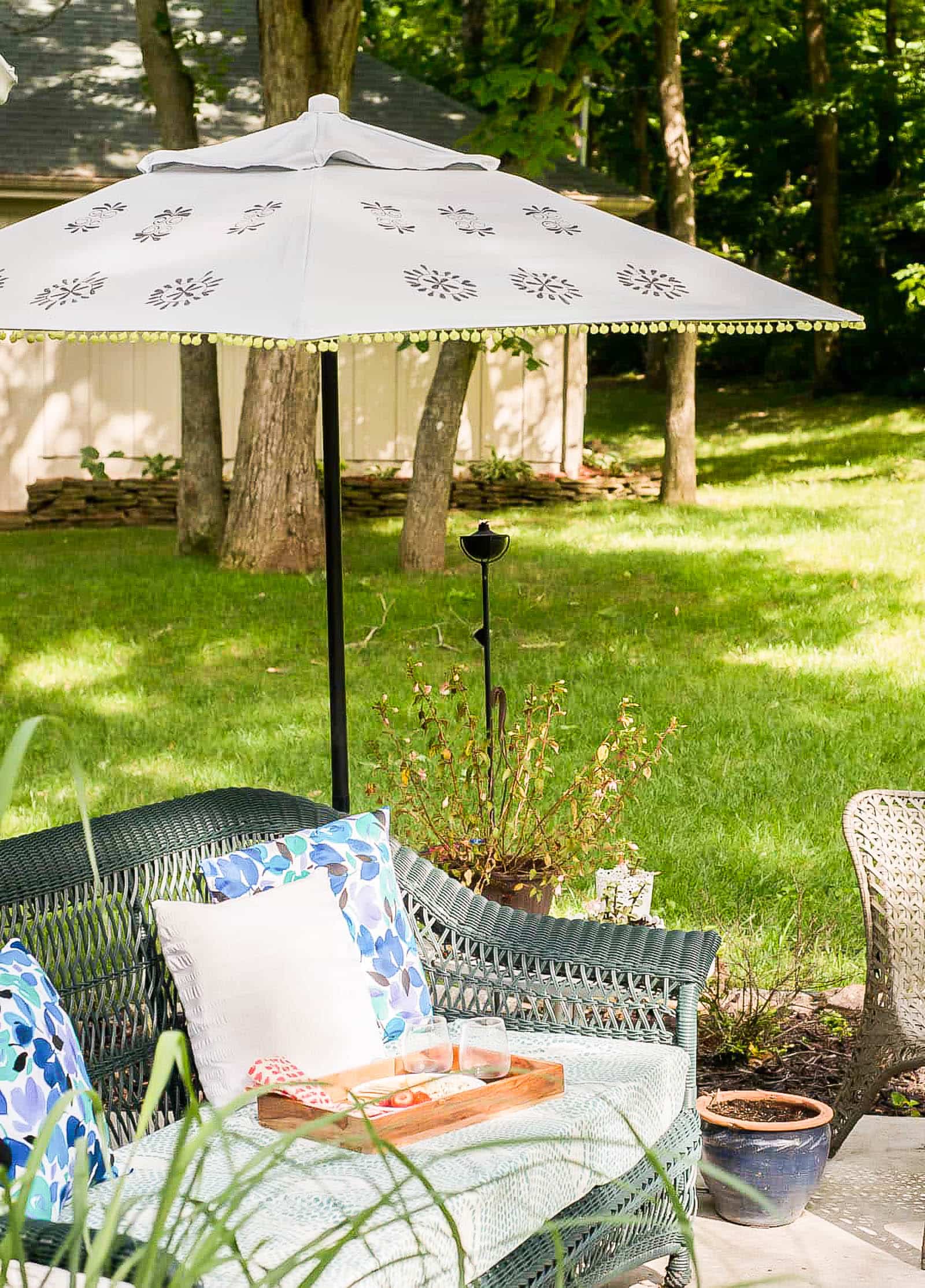 Image for How to Paint Outdoor Fabric to Makeover an Old Umbrella