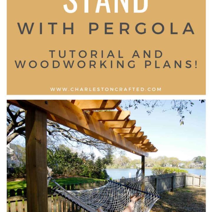 Image for How to Build a DIY Wooden Hammock Stand with a Pergola - PDF Plans!