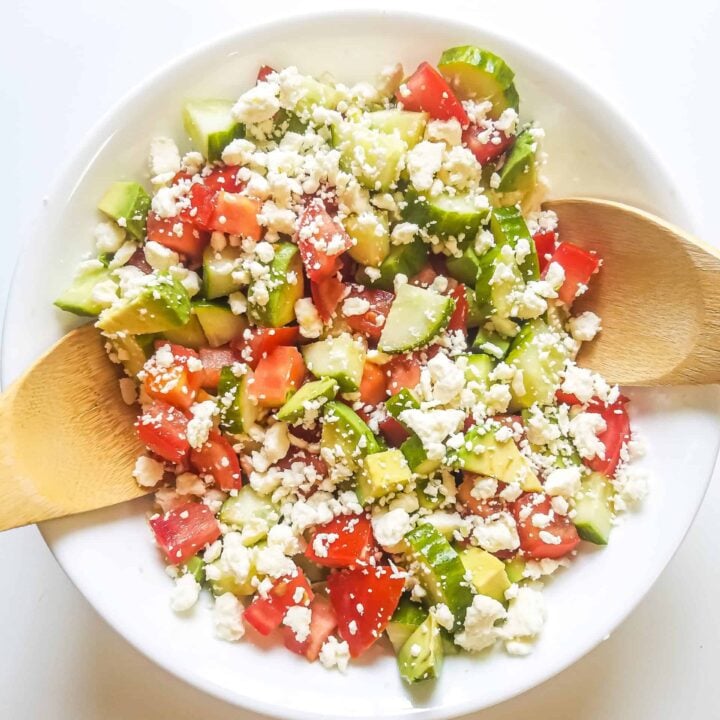 Image for Tomato, Cucumber, and Avocado Salad with Feta Cheese