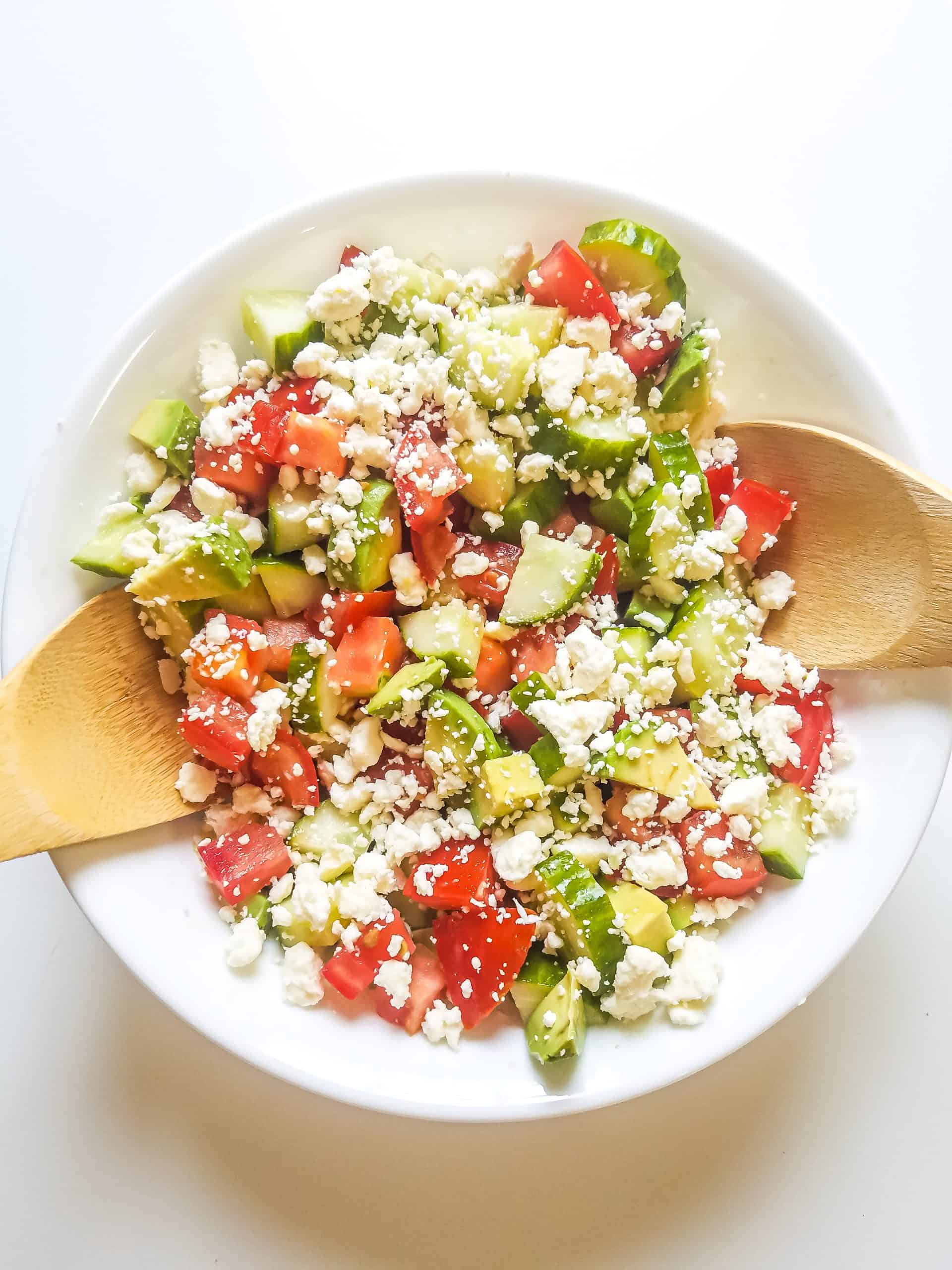 Image for Tomato, Cucumber, and Avocado Salad with Feta Cheese