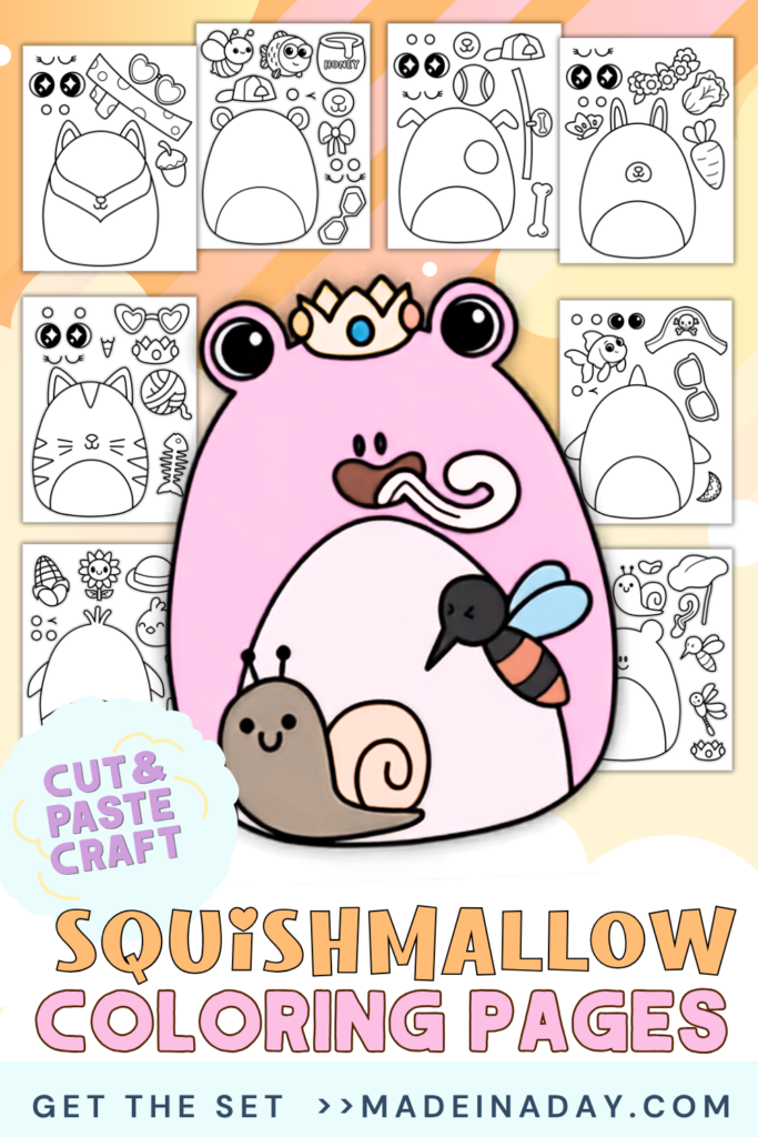 Cut & Paste Squishmallow Coloring Pages Set