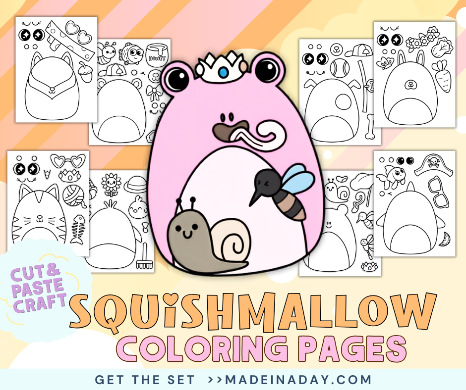 Cut & Paste Squishmallow Coloring Pages