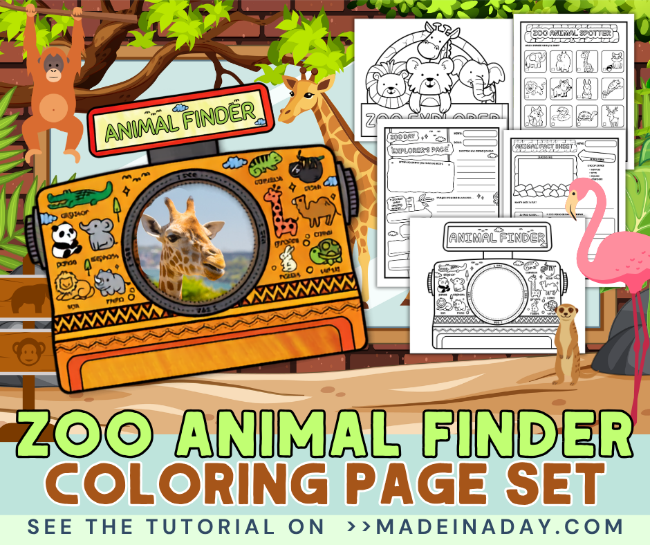 Zoo Animal Finder Coloring Page Set