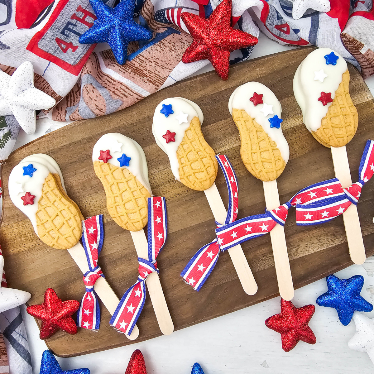 Image for Red, White, and Blue Nutter Butter Cookie Pops