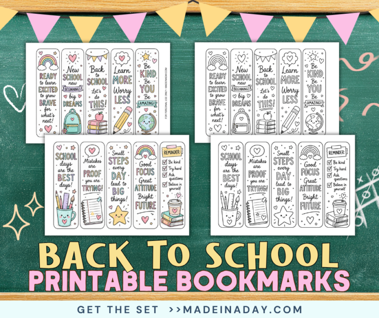 Back to School Printable Bookmarks