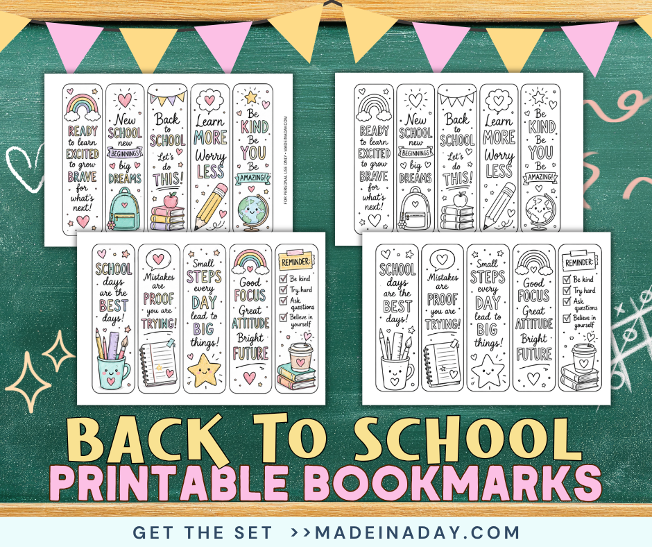 Back to School Printable Bookmarks