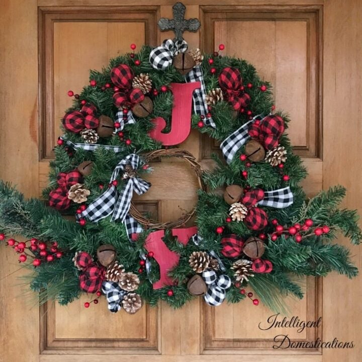 Image for Festive Red Buffalo Plaid Christmas Wreath