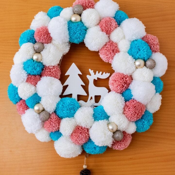 Image for DIY White, Pink and Blue Pompom Wreath for Christmas
