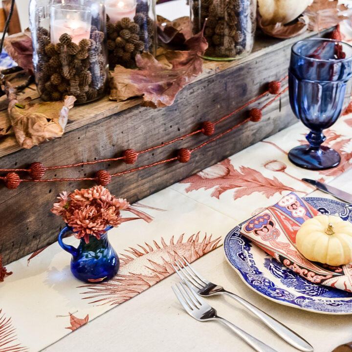 Image for Thanksgiving Tablescape with Blue and Orange Hues