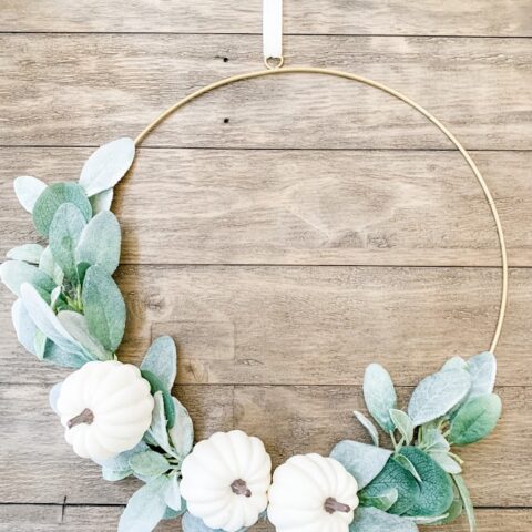 Image for Fall Hoop Wreath With White Pumpkins