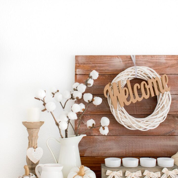 Image for Farmhouse Fall Mantel Decor (on a budget)