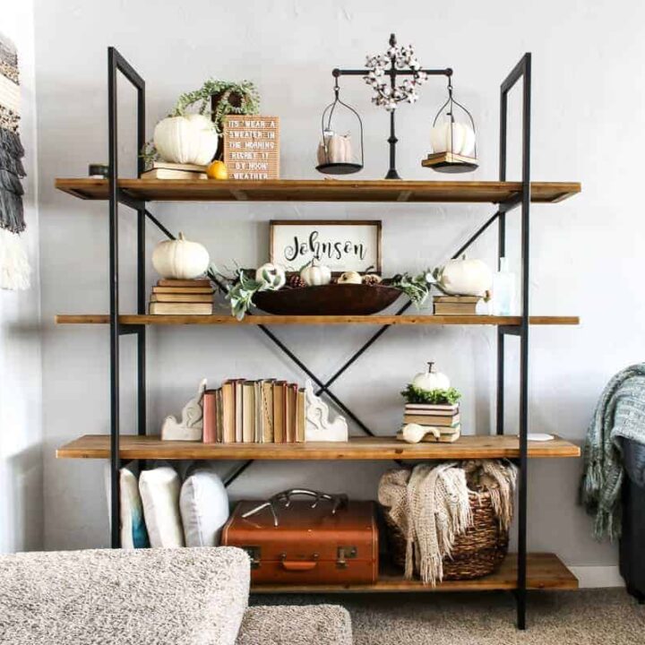 Image for Living Room Shelf Decor Ideas: Pumpkin Decorations For Fall