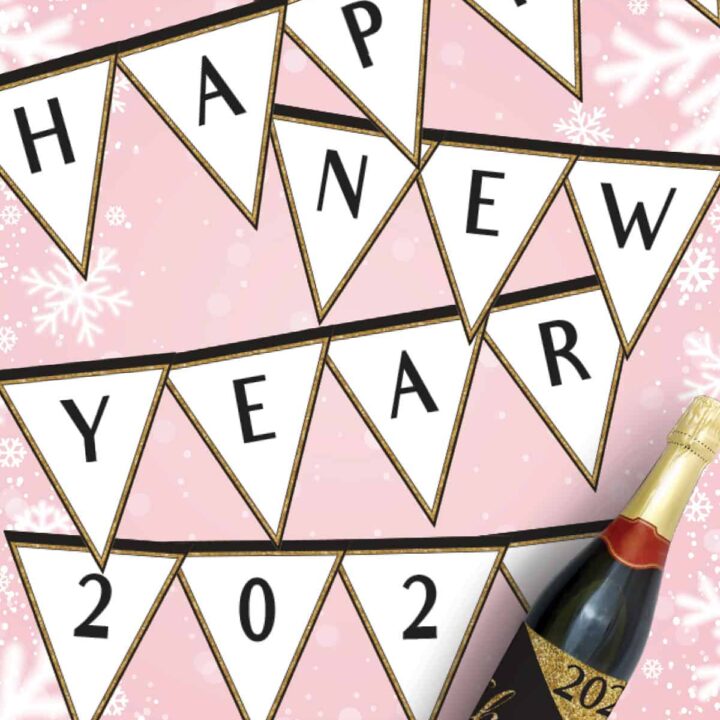 Image for Happy New Year Banner Printable for 2025 (plus matching Wine Bottle Labels)