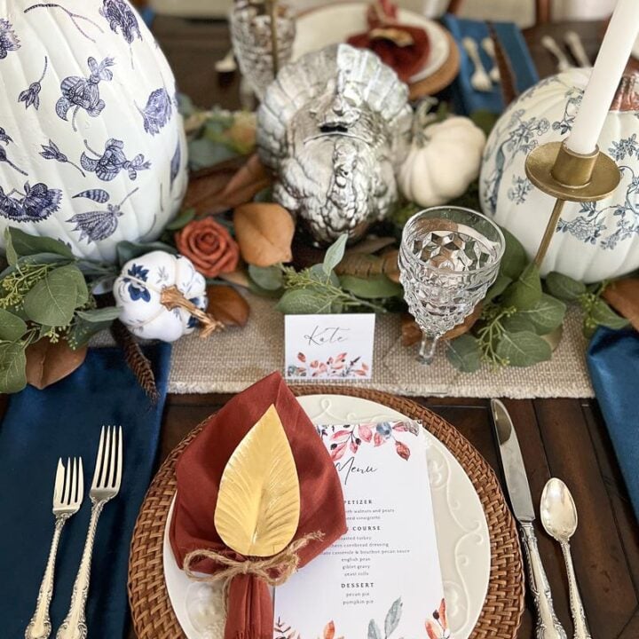 Image for A Beautiful Blue Thanksgiving Tablescape with Free Printables